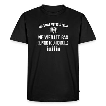 Un vrai viticulteur ne vieillit pas t-shirt - T-shirt Premium bio Homme - noir - Devant - Nico (187cm)