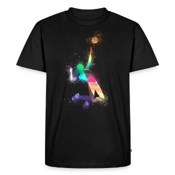volley-ball,volleyballer,beachball,graffiti,coloré - T-shirt Premium bio Homme - noir - Devant - Nico (187cm)