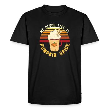 My Blood Type is Pumpkin - Men's Premium Organic T-Shirt - black - Front - Nico (187cm)