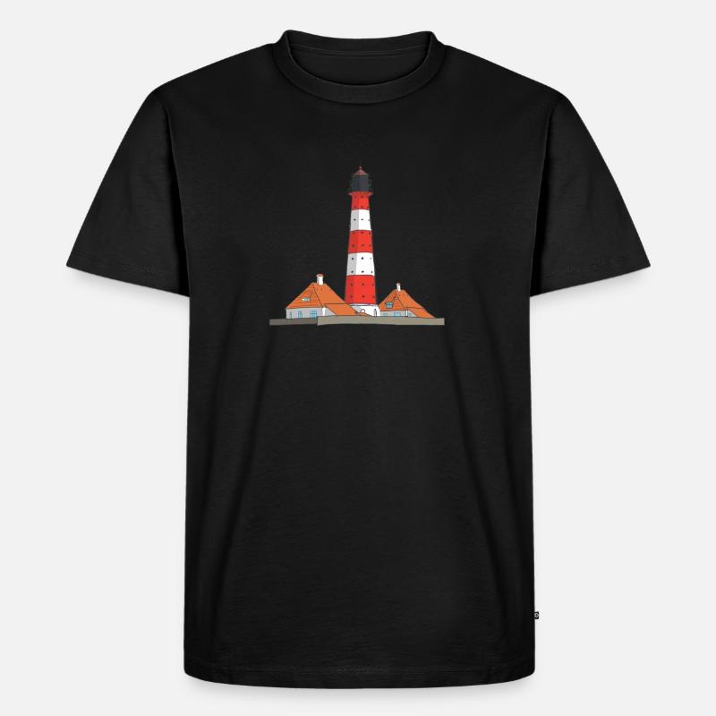 Leuchtturm Westerheversand - Männer Premium Bio T-Shirt - Schwarz