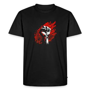 Poing levé - T-shirt Premium bio Homme - noir - Devant - Nico (187cm)
