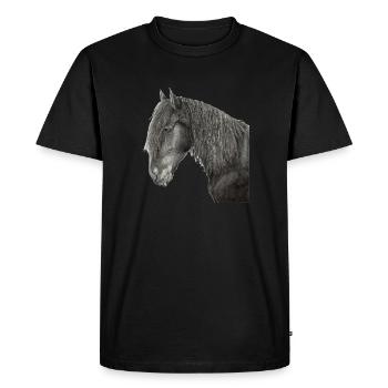Friesian horse portrait - Men's Premium Organic T-Shirt - black - Front - Nico (187cm)