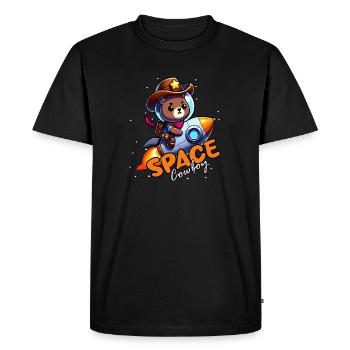 Space Cowboy Bear - Men's Premium Organic T-Shirt - black - Front - Nico (187cm)