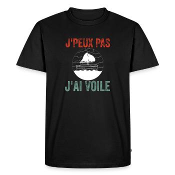 J'Peux Pas J'Ai Voile Voilier - T-shirt Premium bio Homme - noir - Devant - Nico (187cm)