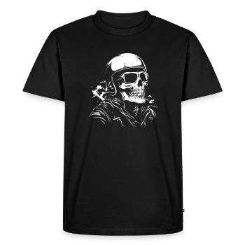 Biker Skull Motorcycle Gift - Men's Premium Organic T-Shirt - black - Front - Nico (187cm)