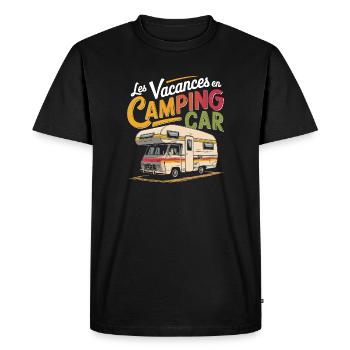 Les vacances en camping car - T-shirt Premium bio Homme - noir - Devant - Nico (187cm)