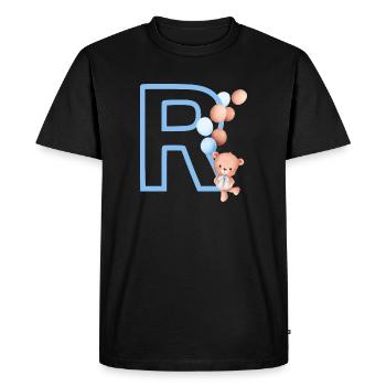 Blue letter r bear - Men's Premium Organic T-Shirt - black - Front - Nico (187cm)