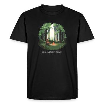 Bushcraft is My Therapy – Nature & Survival - Men's Premium Organic T-Shirt - black - Front - Nico (187cm)