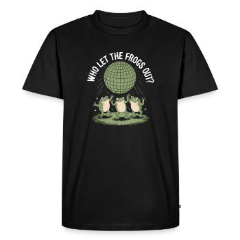 Qui a laissé sortir les Frogs ? - Autocollant de grenouille mignonne - T-shirt Premium bio Homme - noir - Devant - Nico (187cm)