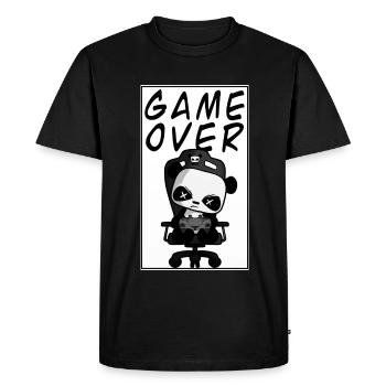 Game Over Funny Cute Gaming Panda Nerd Jeu - T-shirt Premium bio Homme - noir - Devant - Nico (187cm)