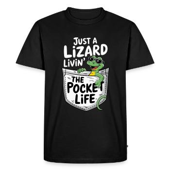 Cool Lizard Livin' the Pocket Life - Men's Premium Organic T-Shirt - black - Front - Nico (187cm)