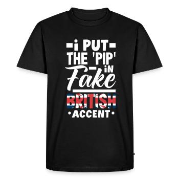J’ai mis le 'pip' avec un faux accent britannique - T-shirt Premium bio Homme - noir - Devant - Nico (187cm)