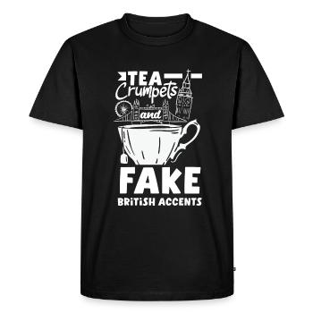 Tea Crumpets and Fake British Accents - Men's Premium Organic T-Shirt - black - Front - Nico (187cm)