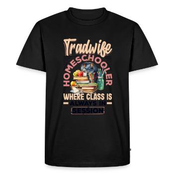 Classique Homeschool Maman Tradwife Homeschooling - T-shirt Premium bio Homme - noir - Devant - Nico (187cm)