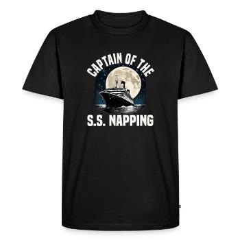 Capitaine De Napping Bateau De Croisière Groupe De Vacances - T-shirt Premium bio Homme - noir - Devant - Nico (187cm)