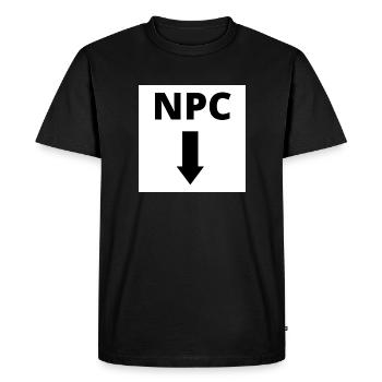 Conception « NPC » avec fond de flèche en noir - T-shirt Premium bio Homme - noir - Devant - Nico (187cm)