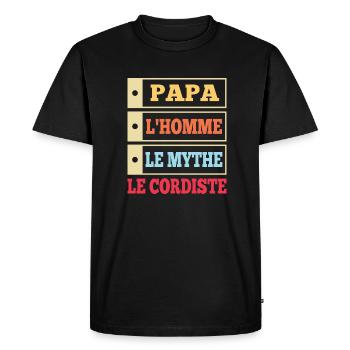 Papa l'homme le mythe le cordiste t-shirt - T-shirt Premium bio Homme - noir - Devant - Nico (187cm)