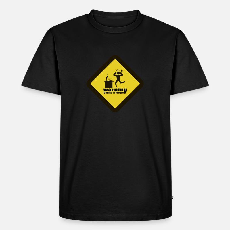 Warning - Coding in Progress - Men's Premium Organic T-Shirt - black