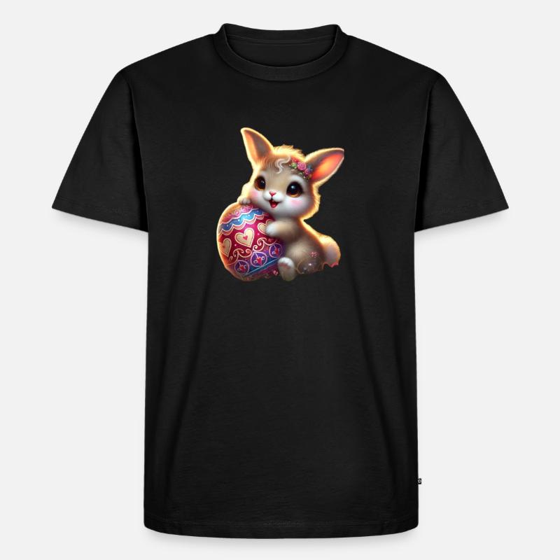 Osterhase mit Ei - Männer Premium Bio T-Shirt - Schwarz