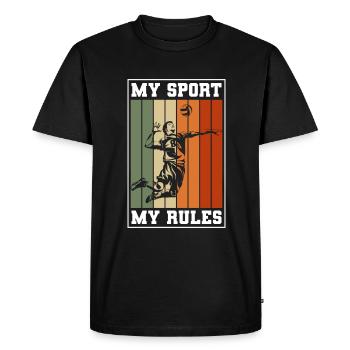 Sport Volley Block Team - Men's Premium Organic T-Shirt - black - Front - Nico (187cm)