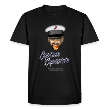 Chili Fan Design Capitaine Capsaïcine - T-shirt Premium bio Homme - noir - Devant - Nico (187cm)