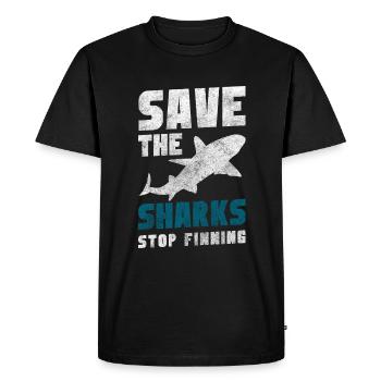 Grand plongeur d’ailerons de requin blanc - T-shirt Premium bio Homme - noir - Devant - Nico (187cm)