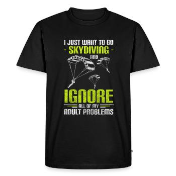 Skydiver Sky Sports Extrêmes Vol - T-shirt Premium bio Homme - noir - Devant - Nico (187cm)