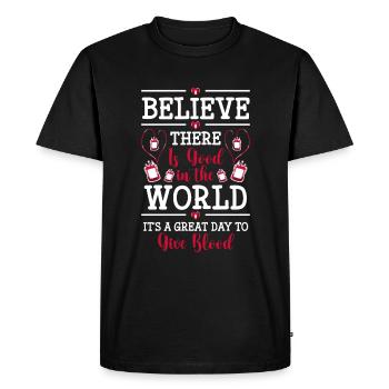 Don de sang Aidez le sauveteur - T-shirt Premium bio Homme - noir - Devant - Nico (187cm)