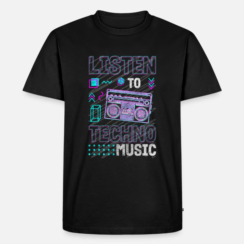 Techno Elektro Musik Dubstep Edm - Männer Premium Bio T-Shirt - Schwarz