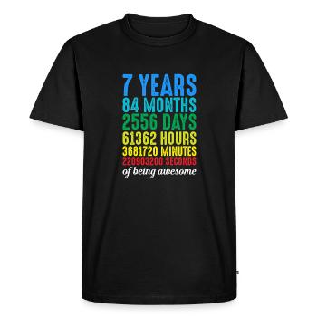 7 ans 7 ans 7 ans 7 ans vintage rétro numéros - T-shirt Premium bio Homme - noir - Devant - Nico (187cm)