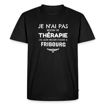 Fribourg thérapie - T-shirt Premium bio Homme - noir - Devant - Nico (187cm)