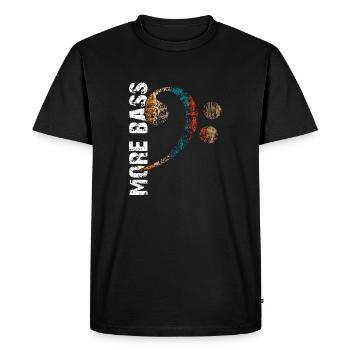 Mehr Bass | Ich liebe Bass | Bassschlüssel - Männer Premium Bio T-Shirt - Schwarz - Vorne - Nico (187cm)