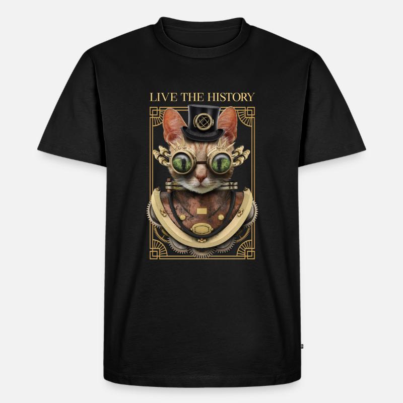 Chat dans le design steampunk - T-shirt Premium bio Homme - noir