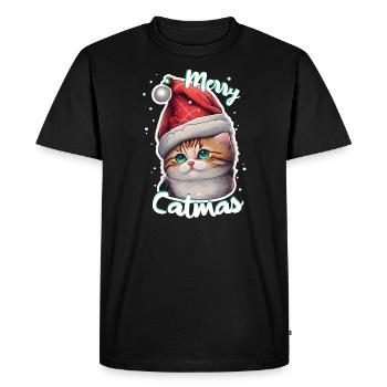 merry catmas - T-shirt Premium bio Homme - noir - Devant - Nico (187cm)