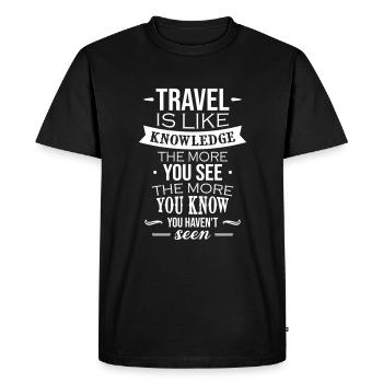 Voyager comme un savoir - T-shirt Premium bio Homme - noir - Devant - Nico (187cm)