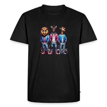 Three stylish anthropomorphic animals - Men's Premium Organic T-Shirt - black - Front - Nico (187cm)