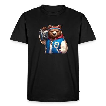 Illustration stylisée d’un ours cool - T-shirt Premium bio Homme - noir - Devant - Nico (187cm)