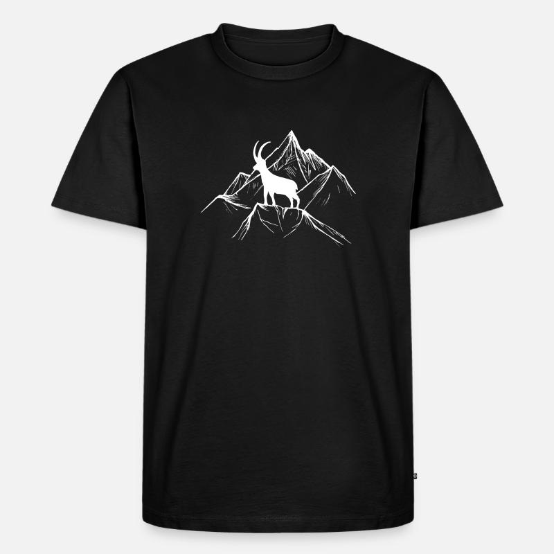 Steinbock auf Gipfel - Männer Premium Bio T-Shirt - Schwarz