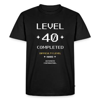 Level 40 Completed.40th Birthday Gift - Men's Premium Organic T-Shirt - black - Front - Nico (187cm)