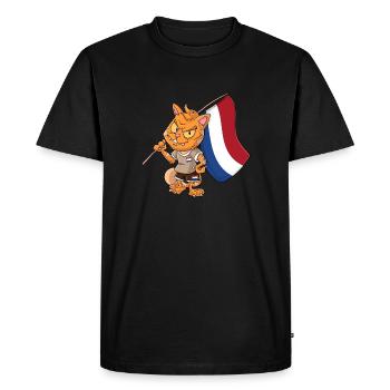 Netherlands Fan Cat - Men's Premium Organic T-Shirt - black - Front - Nico (187cm)