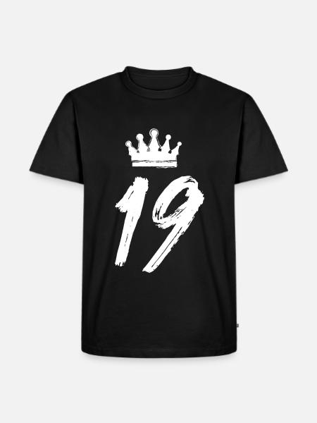 19 Zahl Krone - Männer Premium Bio T-Shirt - Schwarz
