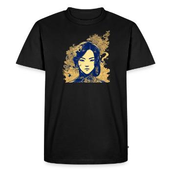 Vietnamese heroine in manga style - Men's Premium Organic T-Shirt - black - Front - Nico (187cm)