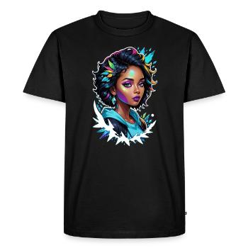 Afro Woman - Beauty - Men's Premium Organic T-Shirt - black - Front - Nico (187cm)