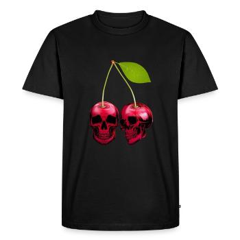 Cerise crâne crâne Skull Cherry - T-shirt Premium bio Homme - noir - Devant - Nico (187cm)