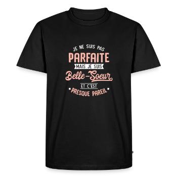 Pas parfaite belle-soeur - T-shirt Premium bio Homme - noir - Devant - Nico (187cm)