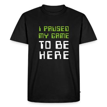 J'ai fait une pause dans mon jeu pour être ici - T-shirt Premium bio Homme - noir - Devant - Nico (187cm)