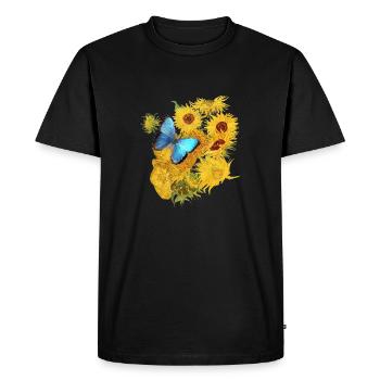 Vincent van Gogh T-shirt papillon tournesol - T-shirt Premium bio Homme - noir - Devant - Nico (187cm)