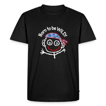 Pirate Né pour être sauvage Foulard Graffiti Carnaval - T-shirt Premium bio Homme - noir - Devant - Nico (187cm)