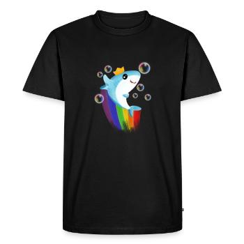 Rainbow Shark - Men's Premium Organic T-Shirt - black - Front - Nico (187cm)