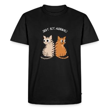 JUST ACT NORMAL - TABBY CATS, FOR CAT LOVERS - Men's Premium Organic T-Shirt - black - Front - Nico (187cm)
